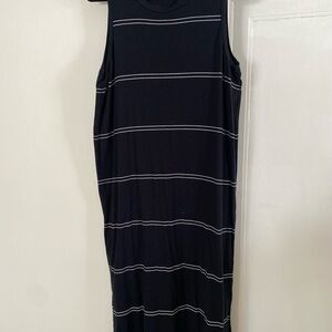 Mud Pie Black Midi Dress with White Stripes